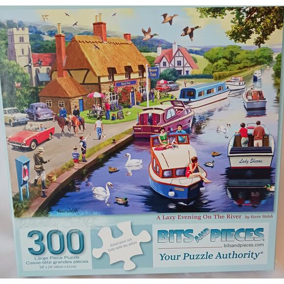Bits and Pieces "A Lazy Evening on the River" 300 Piece Puzzle by Kevin Walsh - Picture 1 of 2